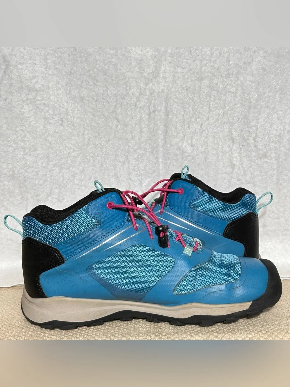 Keen Youth Blue Wanduro Waterproof Bungee Lace Hiking Trail Boots Shoes SZ US 6
